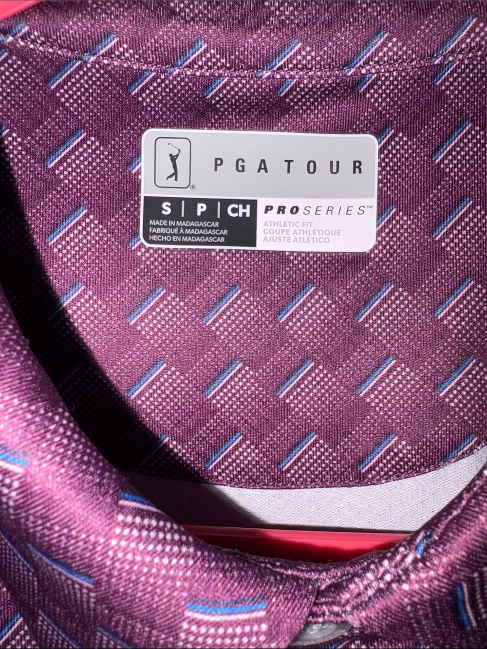 PGA Tour pro series Men's deep plum Basketweave Polo - Picture 3 of 5